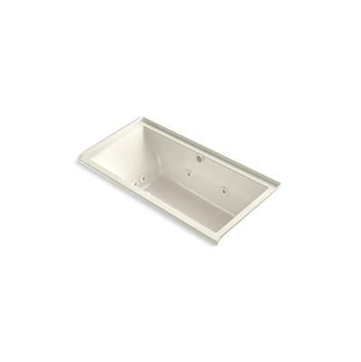 Kohler Underscore 60'' x 30'' alcove Heated BubbleMassageE air bath with whirlpool, right drain - Biscuit by Kohler