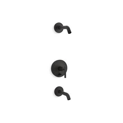 Kohler Purist Rite-Temp bath and shower trim kit with push-button diverter and lever handle, without showerhead - Matte Black by Kohler