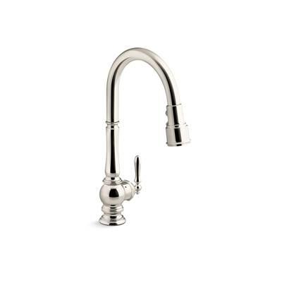 Artifacts Touchless pull-down kitchen sink faucet with KOHLER KonnectE and three-function sprayhead - Vibrant Polished Nickel