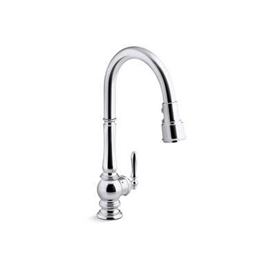Artifacts Touchless pull-down kitchen sink faucet with KOHLER KonnectE and three-function sprayhead - Polished Chrome