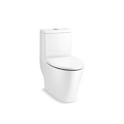 ReachE Curv One-piece compact elongated toilet with skirted trapway, dual-flush