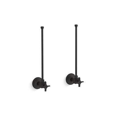 Kohler Pair 3/8'' NPT angle supplies with stop, cross handle and annealed vertical tube - Matte Black by Kohler