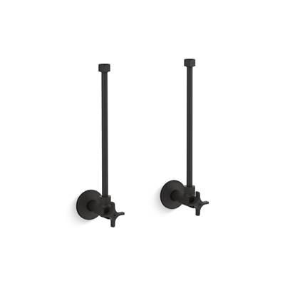 Kohler Pair 1/2'' NPT angle supplies with stop, cross handle and annealed vertical tube - Matte Black by Kohler