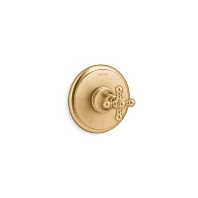 Artifacts MasterShower temperature control valve trim with cross handle - Vibrant Brushed Moderne Brass by Kohler