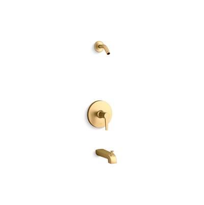 Kohler Pitch Rite-Temp bath and shower trim kit, without showerhead - Vibrant Brushed Moderne Brass by Kohler