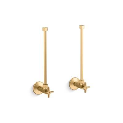 Kohler Pair 1/2'' NPT angle supplies with stop, cross handle and annealed vertical tube - Vibrant Brushed Moderne Brass by Kohler
