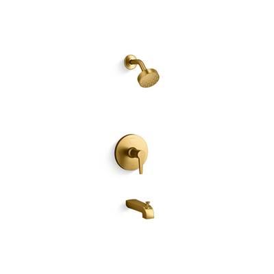 Kohler Pitch Rite-Temp bath and shower trim kit, 2.5 gpm - Vibrant Brushed Moderne Brass by Kohler