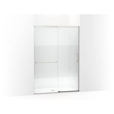Kohler Elate Sliding shower door, 75-1/2'' H x 50-1/4 - 53-5/8'' W, with heavy 5/16'' thick Crystal Clear glass with privacy band - Matte Nickel by Kohler