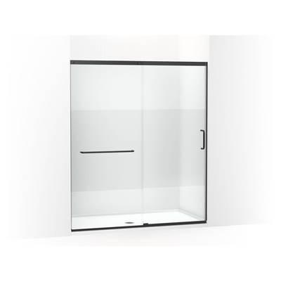 Elate Sliding shower door, 75-1/2'' H x 62-1/4 - 65-5/8'' W with heavy 5/16'' thick Crystal Clear glass with privacy band - Matte Black by Kohler