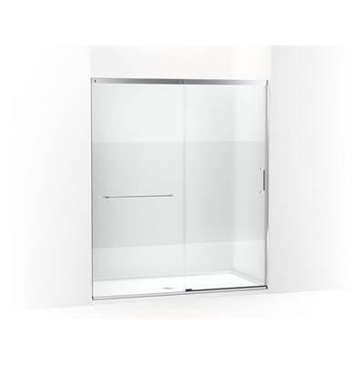 Kohler Elate Sliding shower door, 75-1/2'' H x 62-1/4 - 65-5/8'' W with heavy 5/16'' thick Crystal Clear glass with privacy band - Bright Silver by Kohler