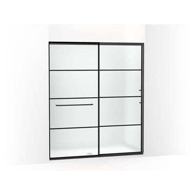Elate Sliding shower door, 75-1/2'' H x 62-1/4 - 65-5/8'' W, with heavy 5/16'' thick Frosted glass with rectangular grille pattern - Matte Black by Kohler