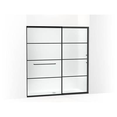 Elate Sliding shower door, 75-1/2'' H x 68-1/4 - 71-5/8'' W, with heavy 5/16'' thick Frosted glass with rectangular grille pattern - Matte Black by Kohler