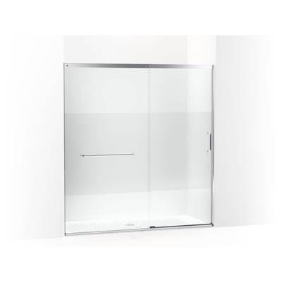 Elate Sliding shower door, 75-1/2'' H x 68-1/4 - 71-5/8'' W, with heavy 5/16'' thick Crystal Clear glass with privacy band - Bright Silver by Kohler