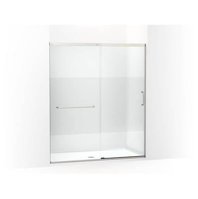 Kohler Elate Sliding shower door, 75-1/2'' H x 62-1/4 - 65-5/8'' W with heavy 5/16'' thick Crystal Clear glass with privacy band - Matte Nickel by Kohler