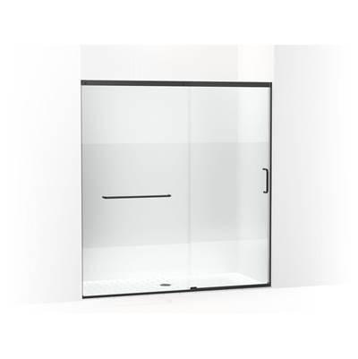 Elate Sliding shower door, 75-1/2'' H x 68-1/4 - 71-5/8'' W, with heavy 5/16'' thick Crystal Clear glass with privacy band - Matte Black by Kohler