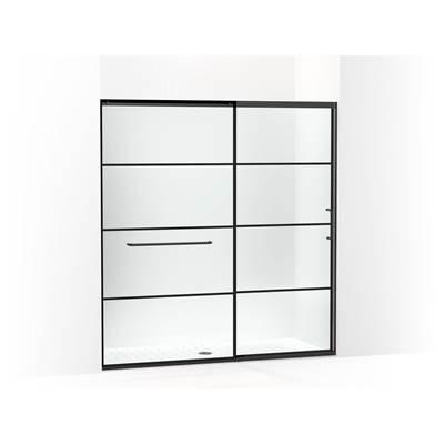 Elate Sliding shower door, 75-1/2'' H x 68-1/4 - 71-5/8'' W, with heavy 5/16'' thick Crystal Clear glass with rectangular grille pattern - Matte Black by Kohler