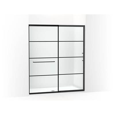 Elate Sliding shower door, 75-1/2'' H x 62-1/4 - 65-5/8'' W, with heavy 5/16'' thick Crystal Clear glass with rectangular grille pattern - Matte Black by Kohler