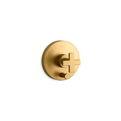 Kohler Composed Rite-Temp valve trim with push-button diverter and cross handle - Vibrant Brushed Moderne Brass by Kohler