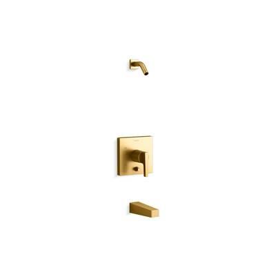 Kohler Honesty Rite-Temp bath and shower trim kit with push-button diverter, without showerhead - Vibrant Brushed Moderne Brass by Kohler