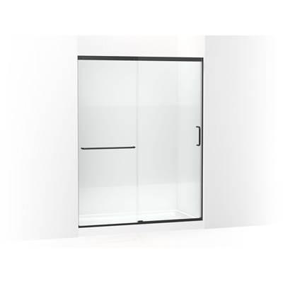 Kohler Elate Sliding shower door, 75-1/2'' H x 56-1/4 - 59-5/8'' W, with heavy 5/16'' thick Crystal Clear glass with privacy band - Matte Black by Kohler
