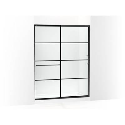 Elate Sliding shower door, 75-1/2'' H x 56-1/4 - 59-5/8'' W, with heavy 5/16'' thick Crystal Clear glass with rectangular grille pattern - Matte Black by Kohler