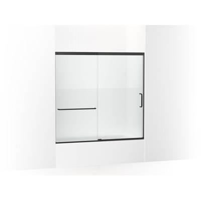 Kohler Elate Sliding bath door, 56-3/4'' H x 56-1/4 - 59-5/8'' W with heavy 5/16'' thick Crystal Clear glass with privacy band - Matte Black by Kohler