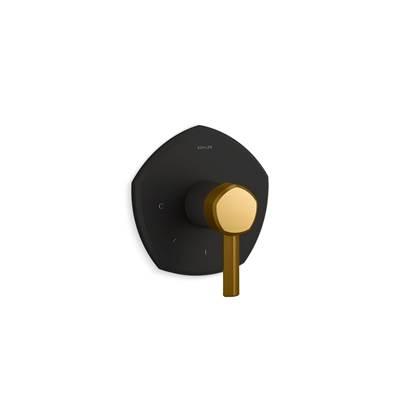 Kohler Occasion MasterShower temperature control valve trim with lever handle - Matte Black With Brushed Moderne Brass by Kohler