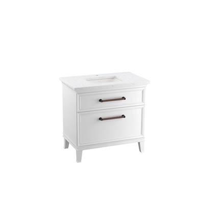 ArtifactsE 36'' bathroom vanity cabinet with sink and quartz top - Linen White by Kohler