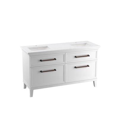 ArtifactsE 60'' bathroom vanity cabinet with sinks and quartz top - Linen White by Kohler