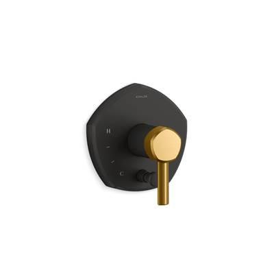 Kohler Occasion Rite-Temp valve trim with push-button diverter and lever handle - Matte Black With Brushed Moderne Brass by Kohler