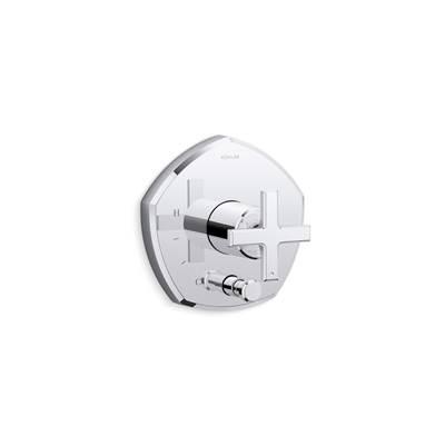 Kohler Occasion Rite-Temp valve trim with push-button diverter and cross handle - Polished Chrome by Kohler