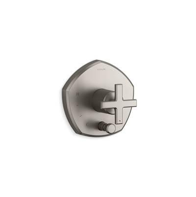 Kohler Occasion Rite-Temp valve trim with push-button diverter and cross handle - Vibrant Brushed Nickel by Kohler