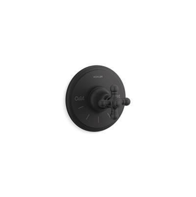 Artifacts MasterShower temperature control valve trim with cross handle - Matte Black by Kohler