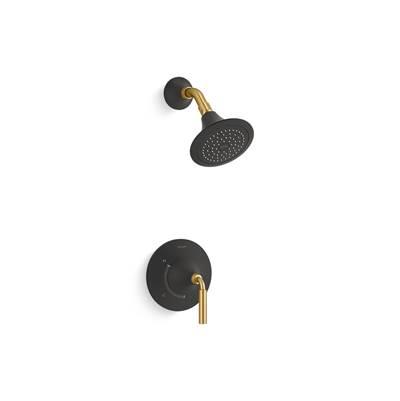 Kohler ToneE Rite-Temp shower trim kit, 2.5 gpm - Matte Black With Brushed Moderne Brass by Kohler