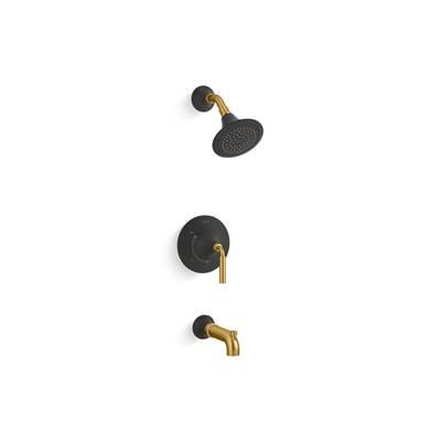 Kohler ToneE Rite-Temp bath and shower trim kit, 2.5 gpm - Matte Black With Brushed Moderne Brass by Kohler