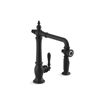 Artifacts Single-handle kitchen sink faucet with side sprayer - Matte Black