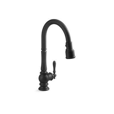 Artifacts Pull-down kitchen sink faucet with three-function sprayhead - Matte Black by Kohler