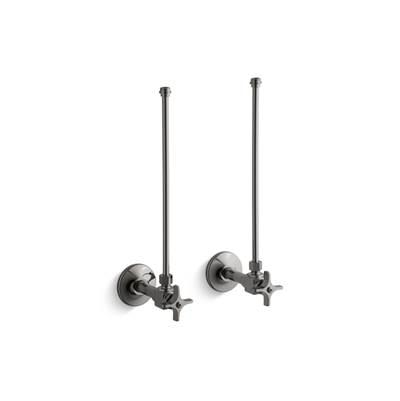 Kohler Pair 3/8'' NPT angle supplies with stop, cross handle and annealed vertical tube - Vibrant Titanium by Kohler