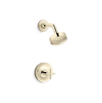 Kohler Purist Rite-Temp shower trim kit with cross handle, 1.75 gpm - Vibrant French Gold by Kohler