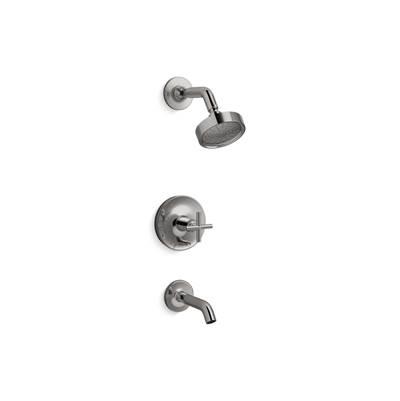 Kohler Purist Rite-Temp bath and shower trim kit with push-button diverter and cross handle, 1.75 gpm - Vibrant Titanium by Kohler
