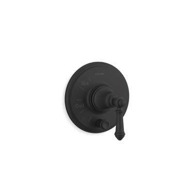 Artifacts Rite-Temp valve trim with push-button diverter and lever handle - Matte Black by Kohler
