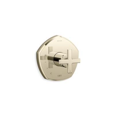 Kohler Occasion Rite-Temp valve trim with cross handle - Vibrant French Gold by Kohler