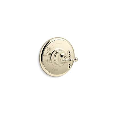 Kohler Artifacts Rite-Temp valve trim with cross handle - Vibrant French Gold