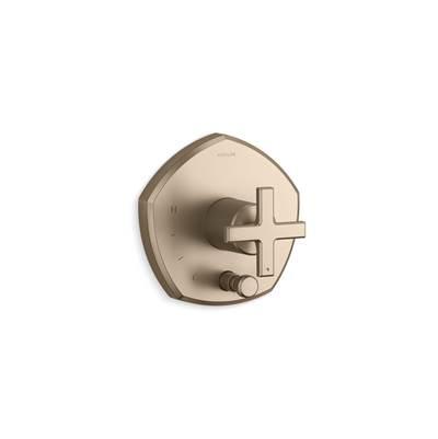 Kohler Occasion Rite-Temp valve trim with push-button diverter and cross handle - Vibrant Brushed Bronze by Kohler