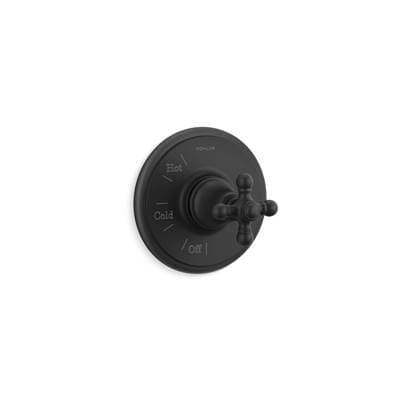 Kohler Artifacts Rite-Temp valve trim with cross handle - Matte Black
