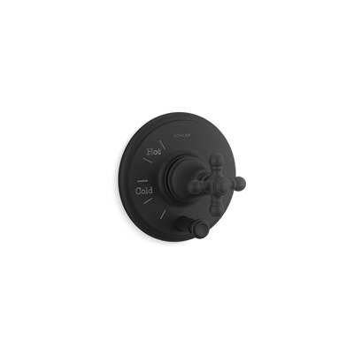 Artifacts Rite-Temp valve trim with push-button diverter and cross handle - Matte Black by Kohler