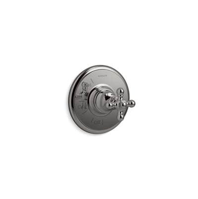 Kohler Artifacts Rite-Temp valve trim with cross handle - Vibrant Titanium