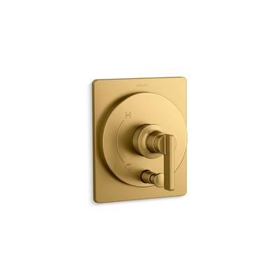 Kohler CastiaE by Studio McGee Rite-Temp valve trim with push-button diverter - Vibrant Brushed Moderne Brass by Kohler