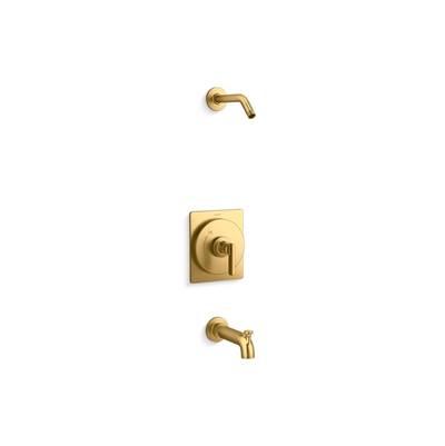Kohler CastiaE by Studio McGee Rite-Temp bath and shower trim kit, without showerhead - Vibrant Brushed Moderne Brass by Kohler