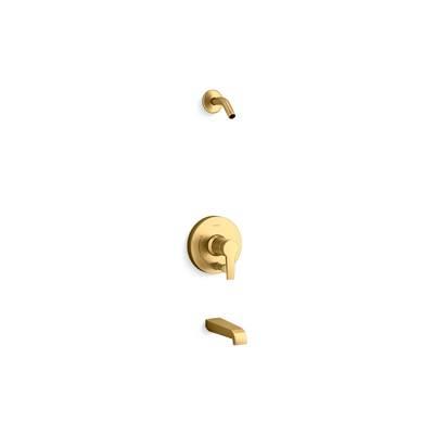 Kohler Pitch Rite-Temp bath and shower trim kit with push-button diverter, without showerhead - Vibrant Brushed Moderne Brass by Kohler